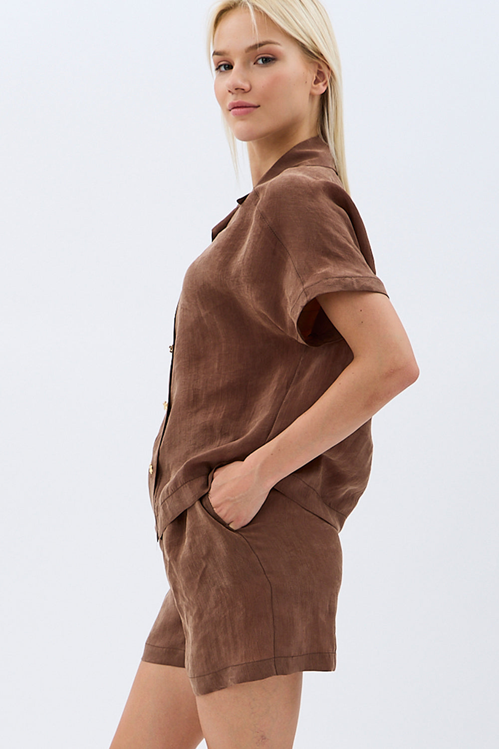 Diagonal-Tasarım Düğmeli Gömlek-Gömlek-3-Milagron.com