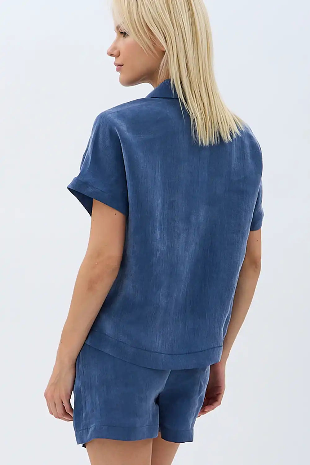 Tasarım Düğmeli Gömlek (İndigo)