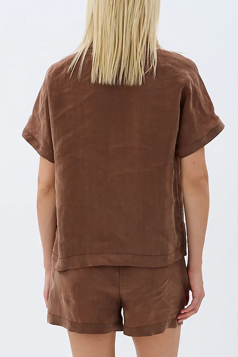 Tasarım Düğmeli Gömlek (Kahverengi)