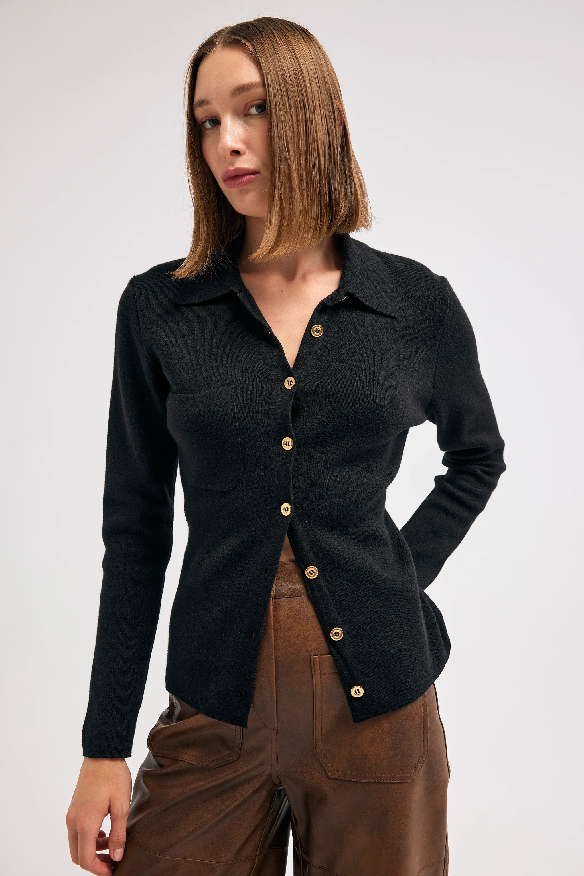 Diagonal-Triko Siyah Ceket-Ceket-3-Milagron.com