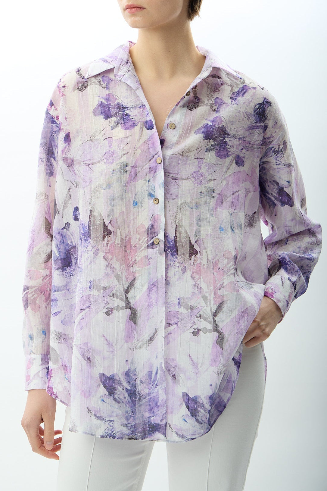 Diagonal-Uzun Kollu Çiçek Desenli Gömlek-Gömlek-2-Milagron.com