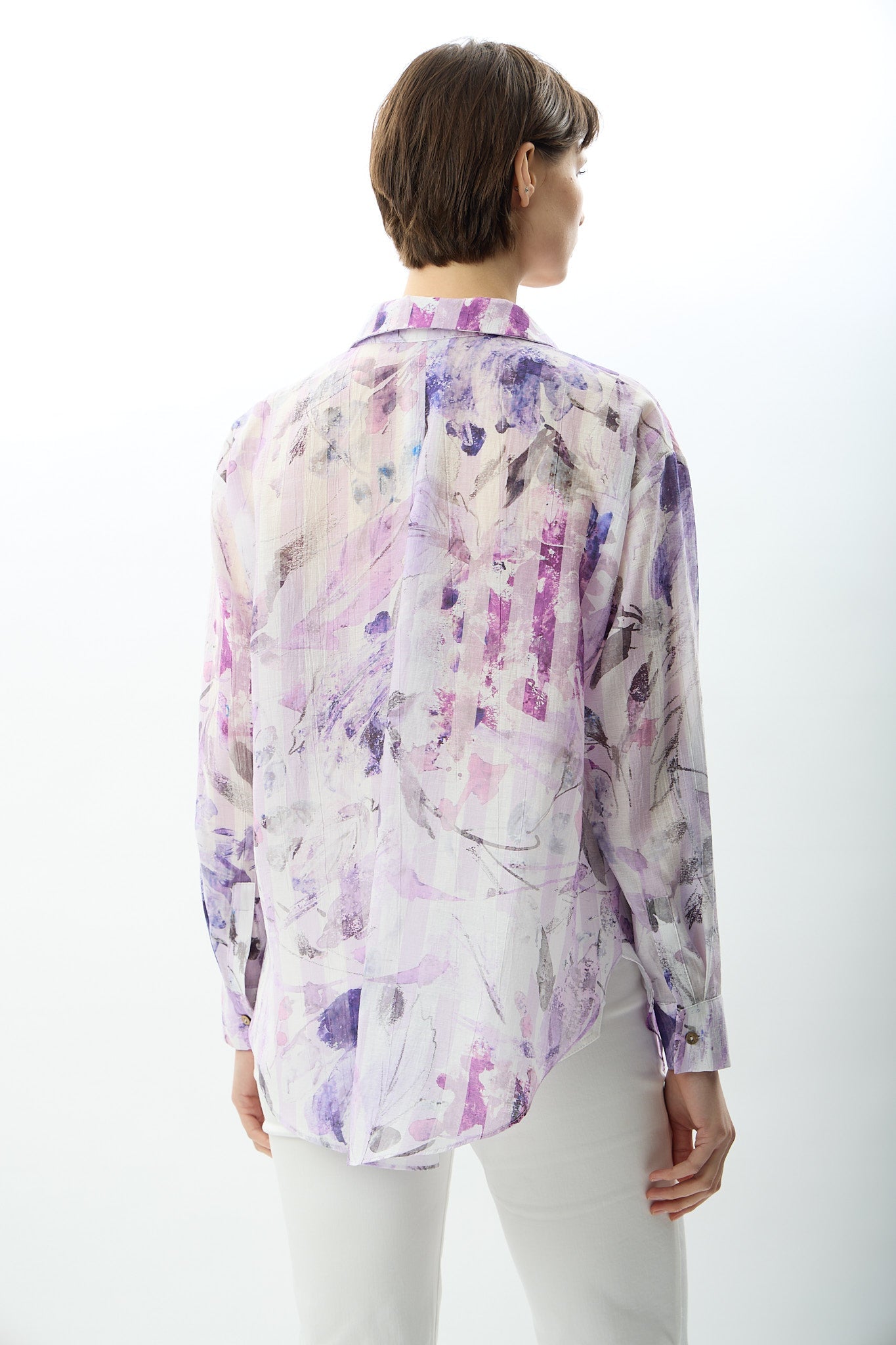 Diagonal-Uzun Kollu Çiçek Desenli Gömlek-Gömlek-5-Milagron.com