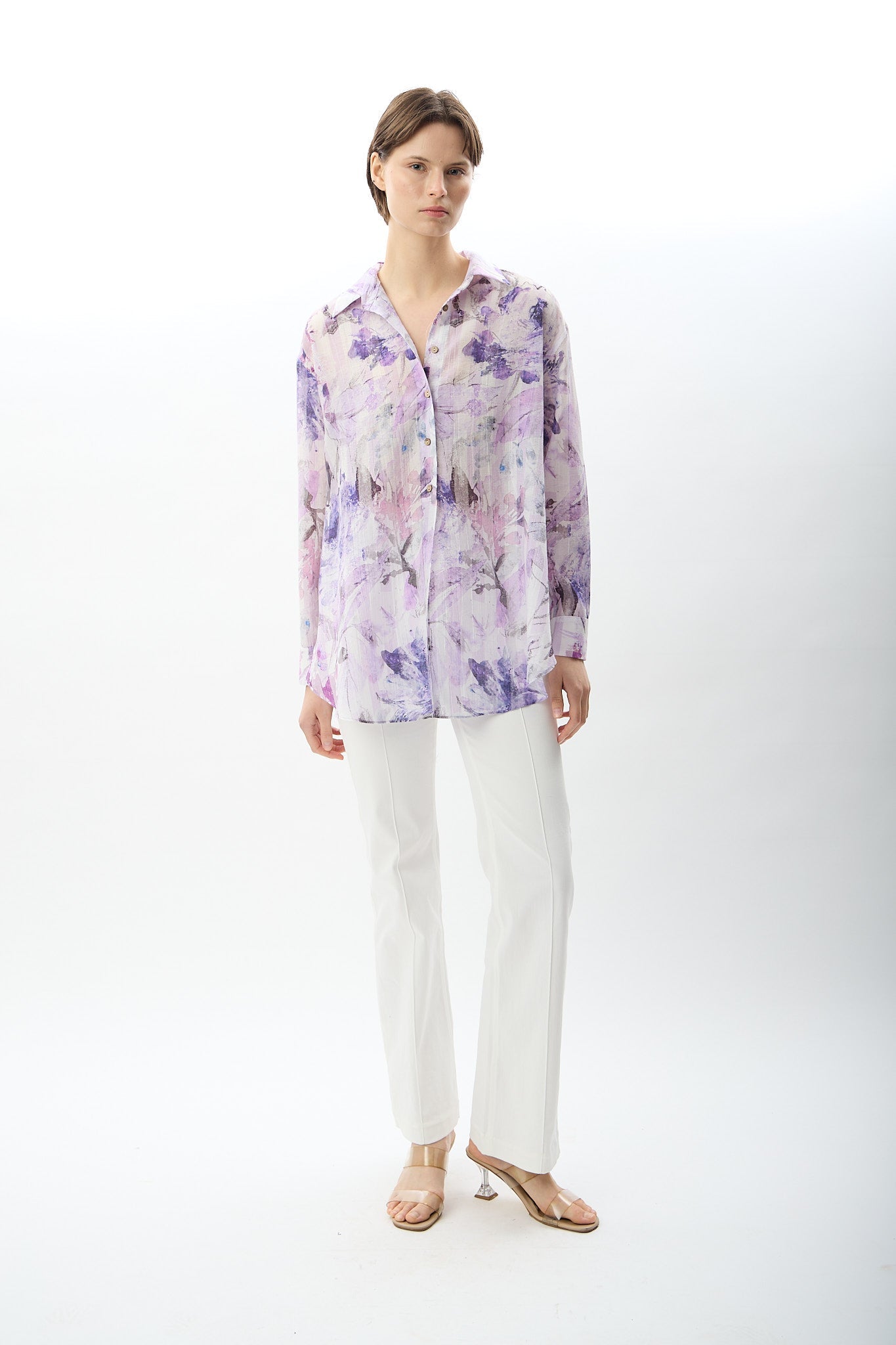 Diagonal-Uzun Kollu Çiçek Desenli Gömlek-Gömlek-7-Milagron.com