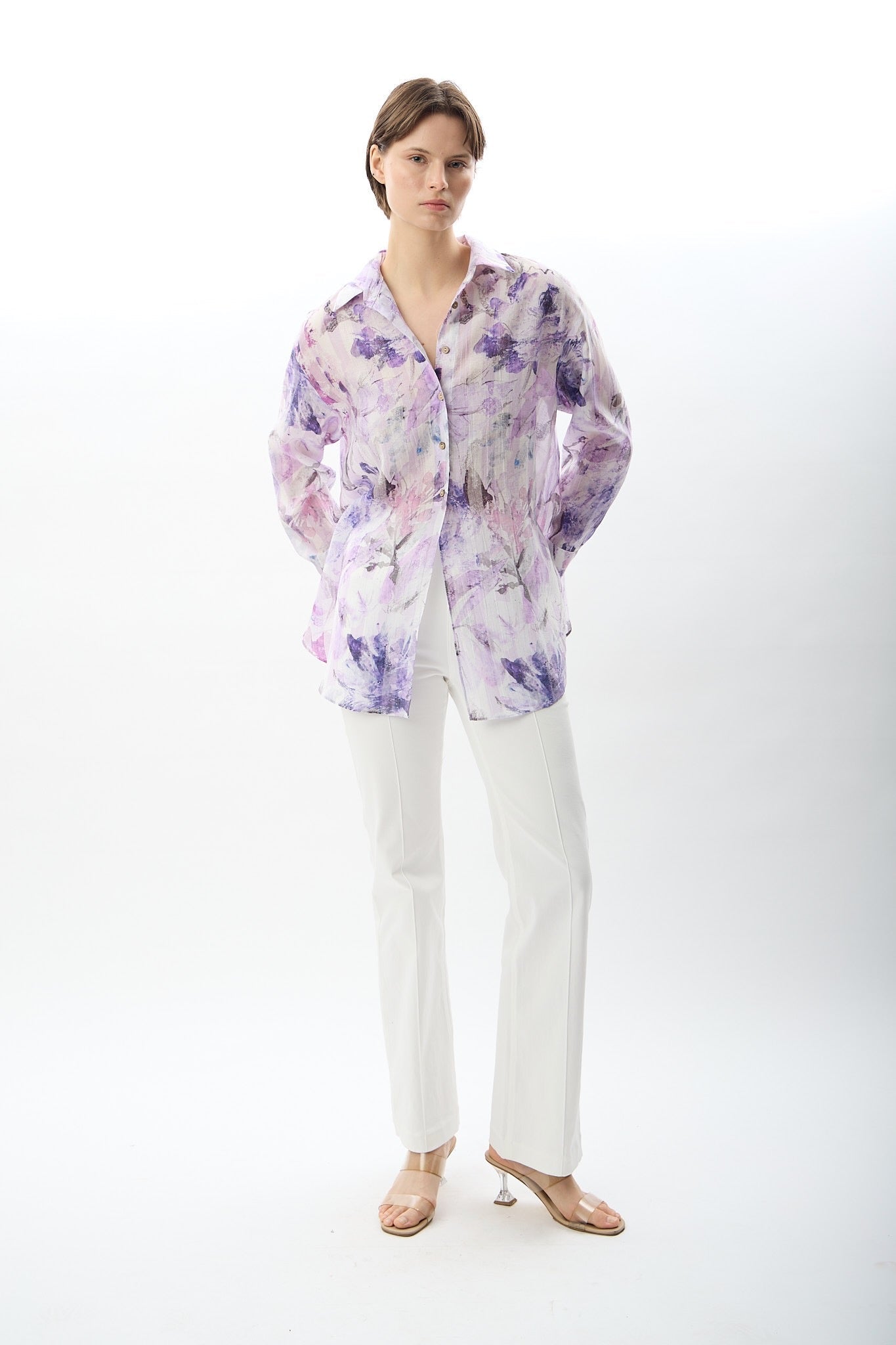 Diagonal-Uzun Kollu Çiçek Desenli Gömlek-Gömlek-8-Milagron.com