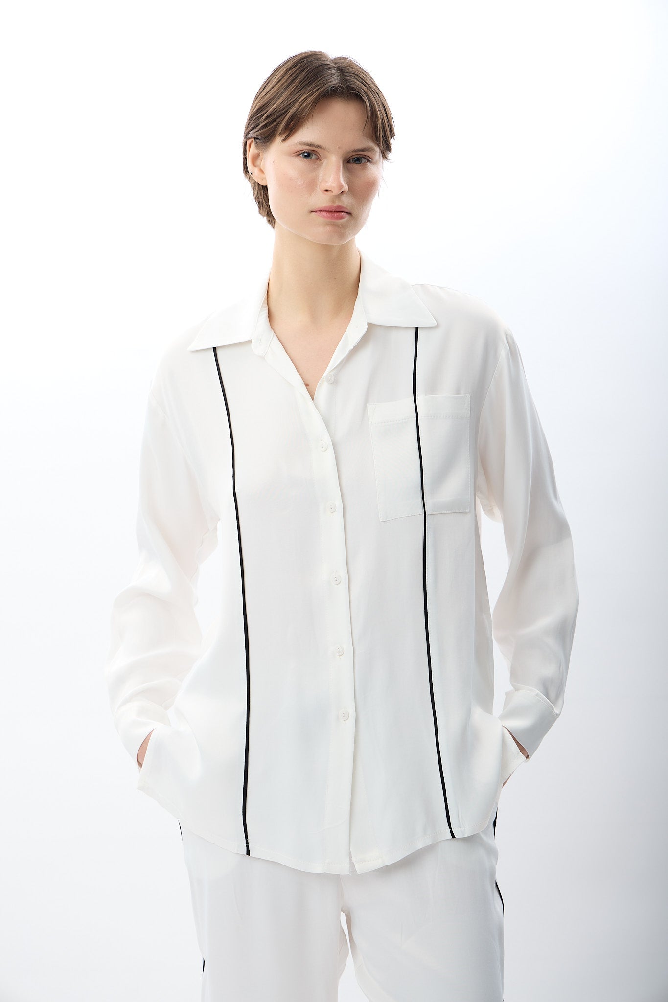 Diagonal-Uzun Kollu Tek Cepli Gömlek-Gömlek-8-Milagron.com