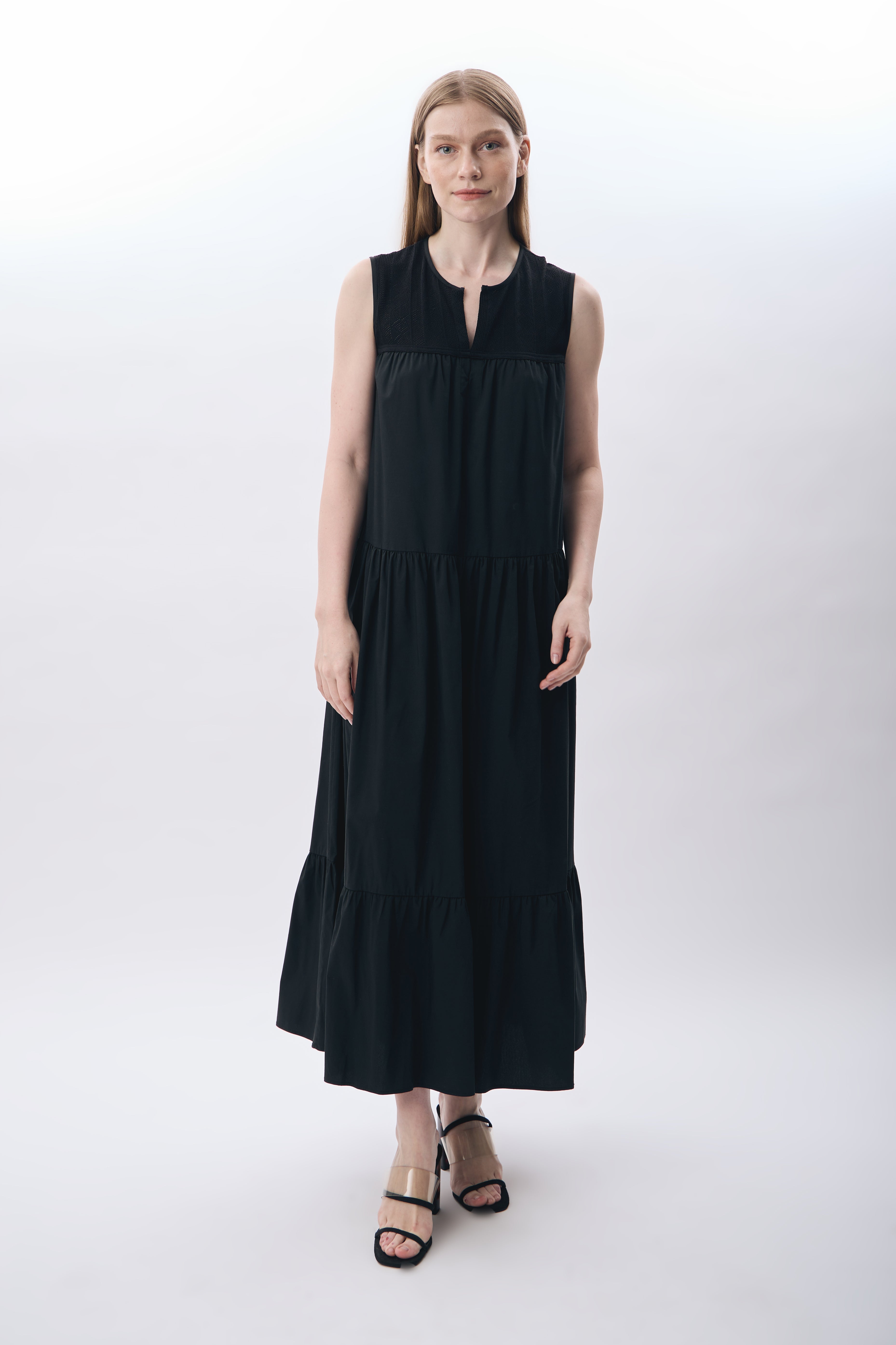 Diagonal-Volanlı Maxi Elbise-Elbise-5-Milagron.com