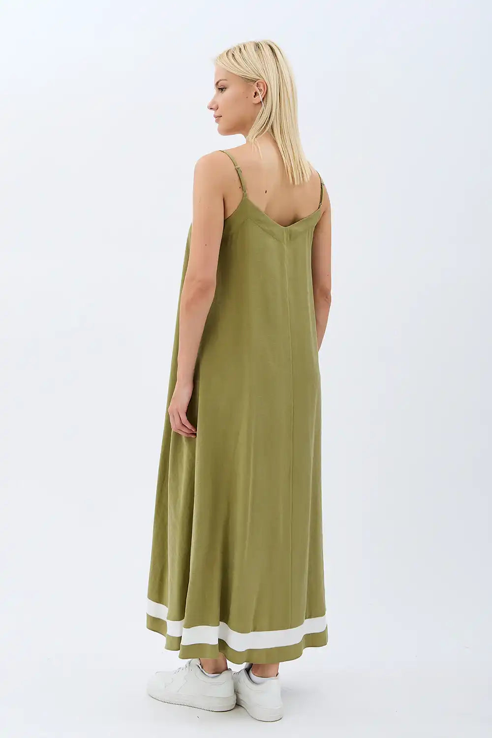 Yırtmaçlı Salaş Elbise (Yeşil)