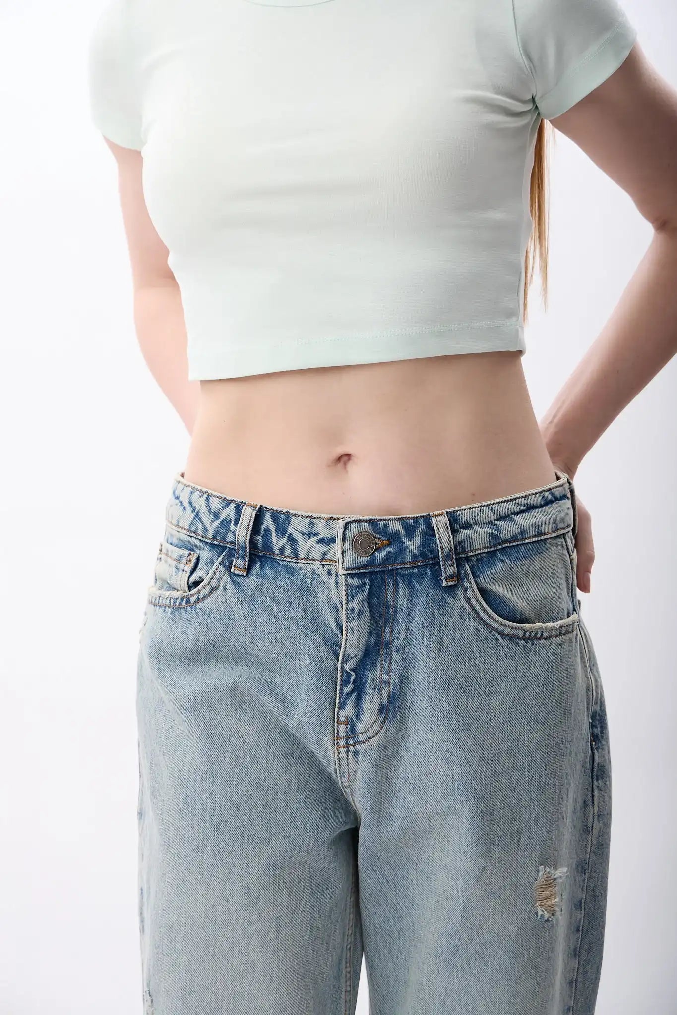 Yüksek Bel Kot Pantolon (Mavi)