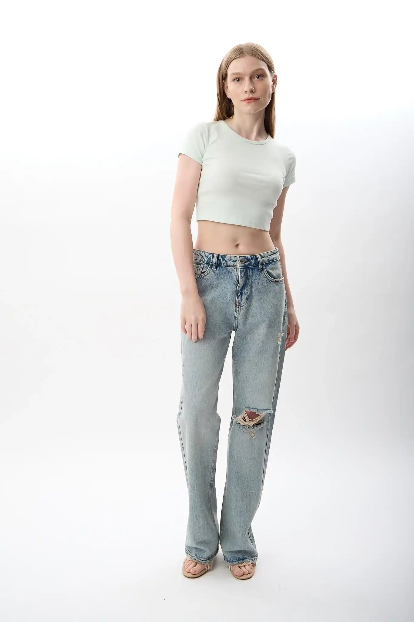 Yüksek Bel Kot Pantolon (Mavi)