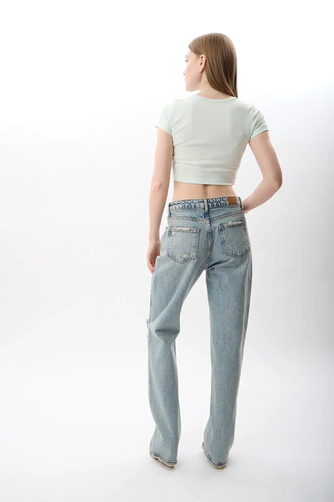 Yüksek Bel Kot Pantolon (Mavi)