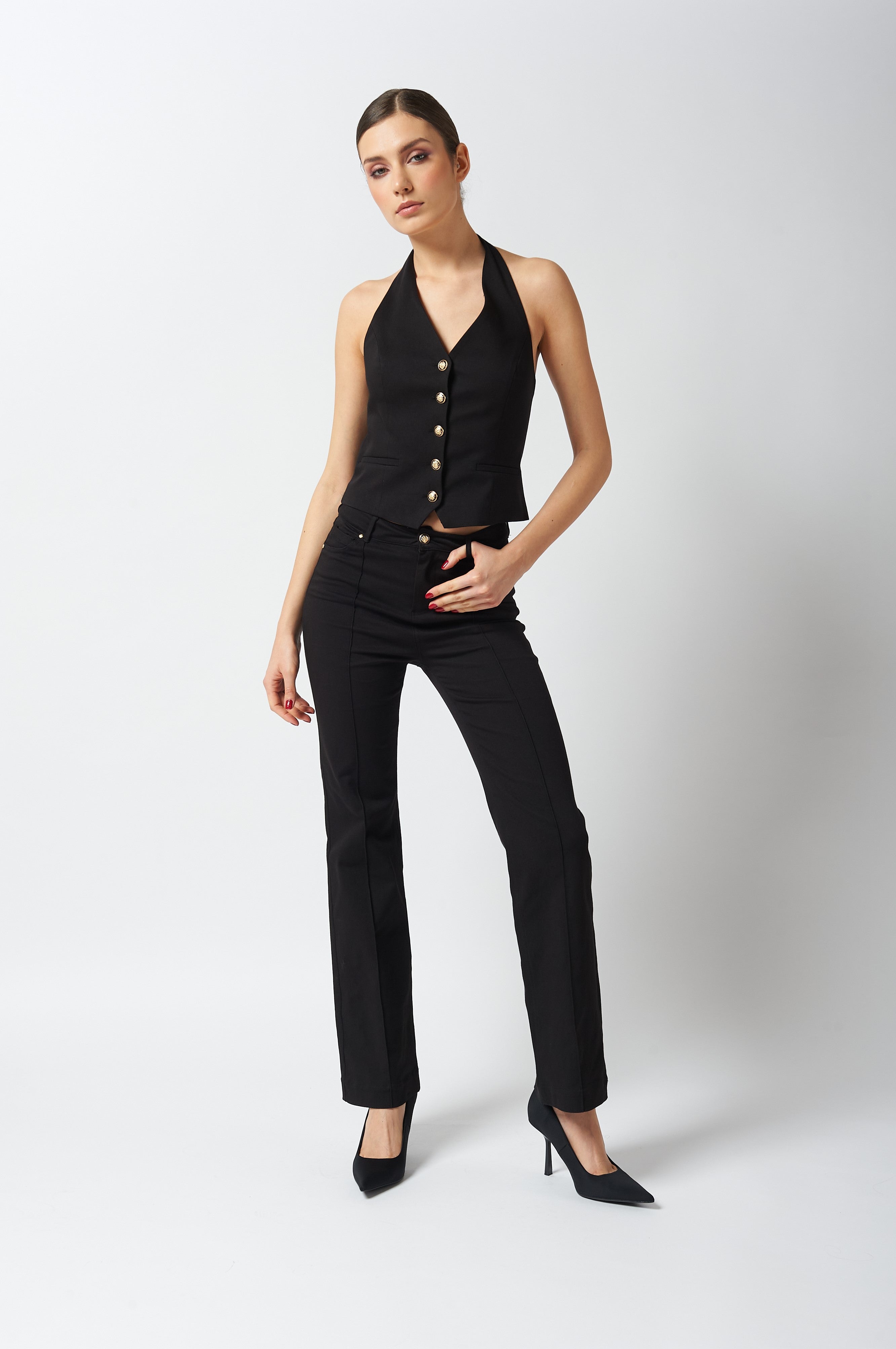 Diagonal-Yüksek Bel Pantolon-,-2-Milagron.com