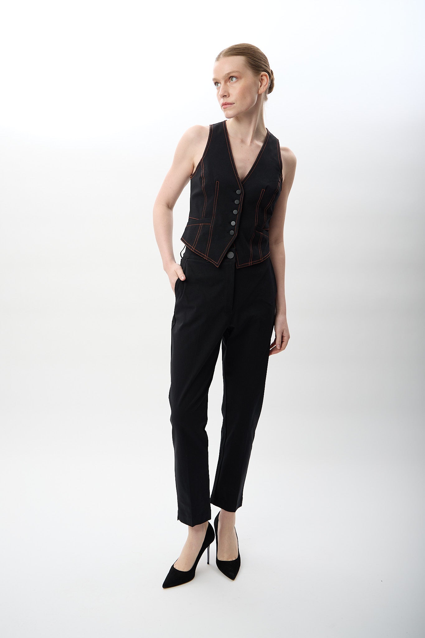 Diagonal-Yüksek Bel Rahat Kesim Pantolon-Pantolon-10-Milagron.com