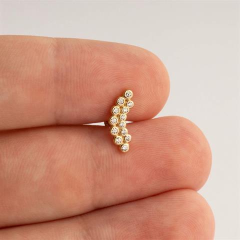 Dianora Piercing-14 Ayar Altın 13 Taşlı Helix Kıkırdak Piercing-Helix Piercing-5-Milagron.com