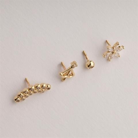 Dianora Piercing-14 Ayar Altın 13 Taşlı Tragus Piercing-Tragus Piercing-11-Milagron.com