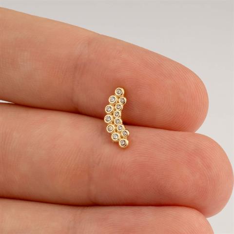 Dianora Piercing-14 Ayar Altın 13 Taşlı Tragus Piercing-Tragus Piercing-7-Milagron.com