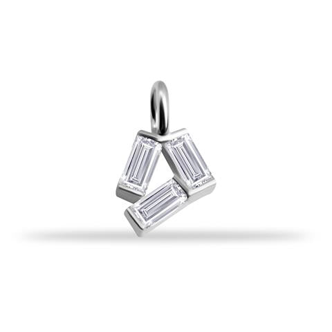 14 Ayar Altın 3 Baget Taşlı Minimal Charm