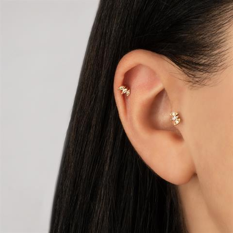 Dianora Piercing-14 Ayar Altın 3 Göz Minimal Tragus Piercing-Tragus Piercing-4-Milagron.com