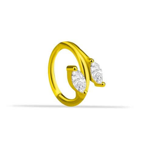 14 Ayar Altın Alttan Markiz Taşlı Minimal Halka Piercing