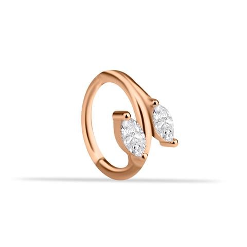 14 Ayar Altın Alttan Markiz Taşlı Minimal Halka Piercing