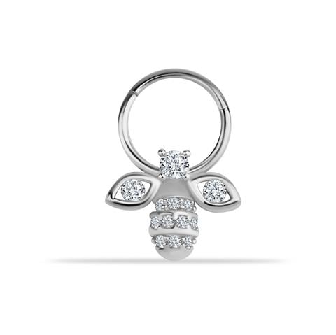 14 Ayar Altın Arı Motifli Minimal Halka Piercing