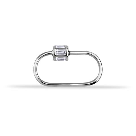 14 Ayar Altın Baget Taşlı İnce Charm Kilidi Carabiner - 4