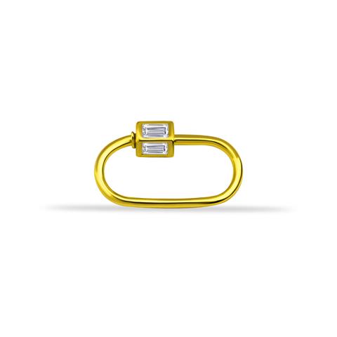 14 Ayar Altın Baget Taşlı İnce Charm Kilidi Carabiner - 6