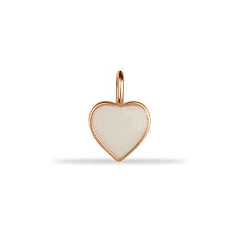 14 Ayar Altın Beyaz Mineli Kalp Motifli Minimal Charm