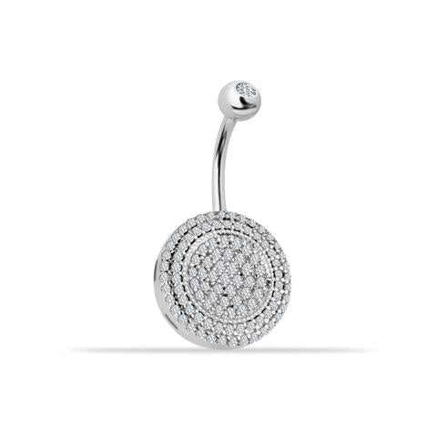 14 Ayar Altın Büyük Sıra Taşlı Daire Göbek Piercing
