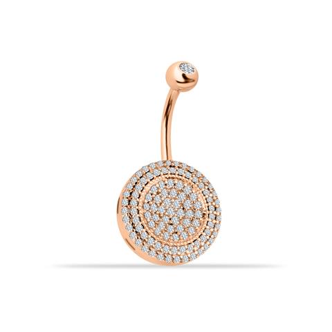 14 Ayar Altın Büyük Sıra Taşlı Daire Göbek Piercing