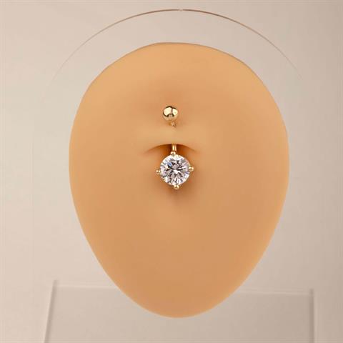 14 Ayar Altın Büyük Tektaşlı Göbek Piercing
