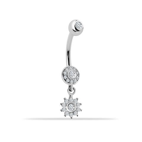 14 Ayar Altın Çiçek Sallantılı Göbek Piercing