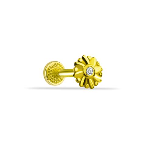 Dianora Piercing-14 Ayar Altın Çiçek Tragus Piercing-Tragus Piercing-1-Milagron.com