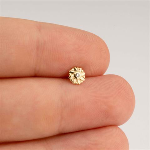 Dianora Piercing-14 Ayar Altın Çiçek Tragus Piercing-Tragus Piercing-5-Milagron.com