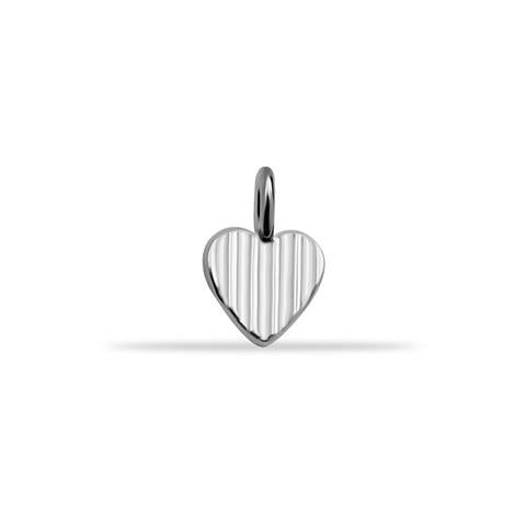 14 Ayar Altın Çizgili Kalp Motifli Minimal Charm