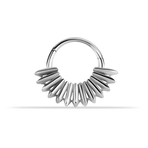 14 Ayar Altın Işın Motifli Minimal Halka Piercing