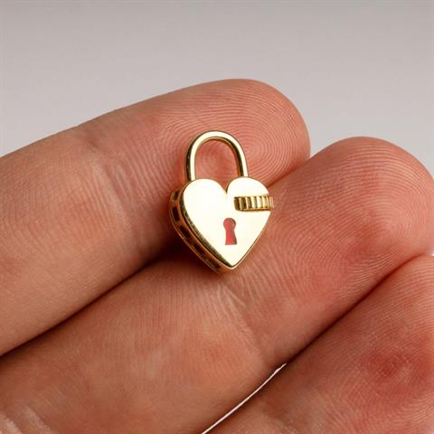 14 Ayar Altın Kalbin Kilidi Charm Kilidi Carabiner
