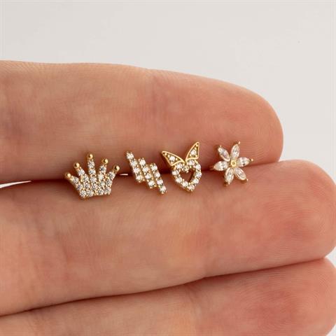 Dianora Piercing-14 Ayar Altın Kalp Tragus Piercing-Tragus Piercing-10-Milagron.com