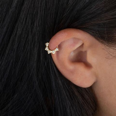 14 Ayar Altın Kalpli Minimal Halka Piercing