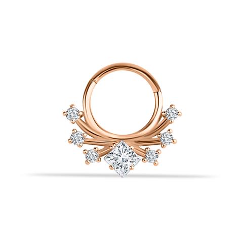 14 Ayar Altın Kare Taşlı Minimal Halka Piercing
