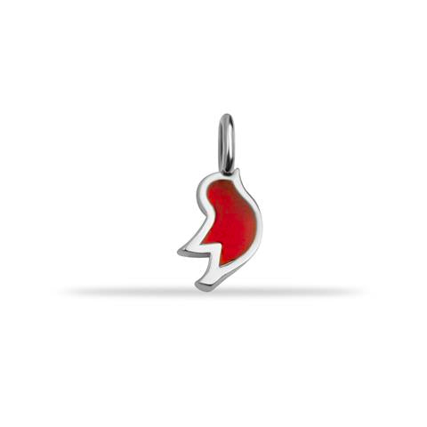 14 Ayar Altın Kırmızı Mineli Kuş Motifli Minimal Charm