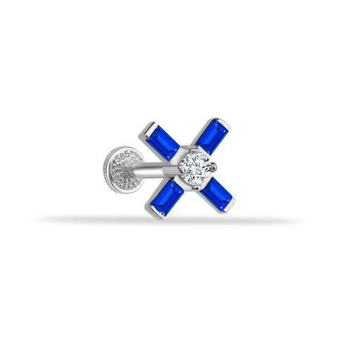 Dianora Piercing-14 Ayar Altın Lacivert Baget Taşlı Minimal Tragus Piercing-Tragus Piercing-3-Milagron.com