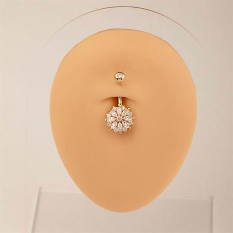 14 Ayar Altın Markis Çiçek Göbek Piercing