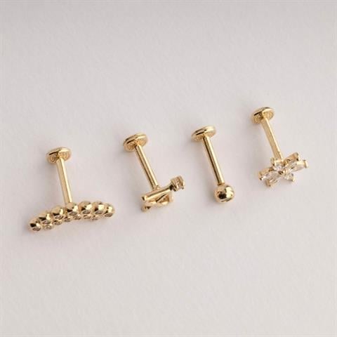 Dianora Piercing-14 Ayar Altın Markis Çiçek Tragus Piercing-Tragus Piercing-11-Milagron.com