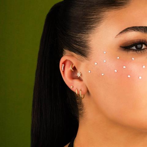 Dianora Piercing-14 Ayar Altın Markis Çiçek Tragus Piercing-Tragus Piercing-4-Milagron.com