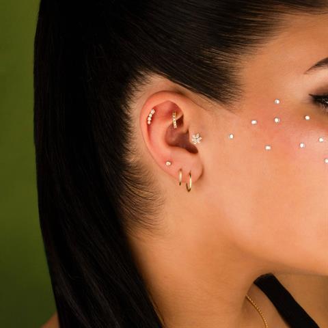 Dianora Piercing-14 Ayar Altın Markis Çiçek Tragus Piercing-Tragus Piercing-5-Milagron.com