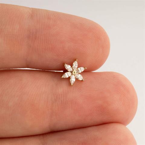 Dianora Piercing-14 Ayar Altın Markis Taşlı Çiçek Helix Kıkırdak Piercing-Helix Piercing-5-Milagron.com