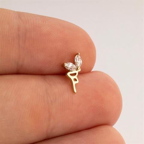 Dianora Piercing-14 Ayar Altın Markis Taşlı Peri Helix Kıkırdak Piercing-Helix Piercing-5-Milagron.com