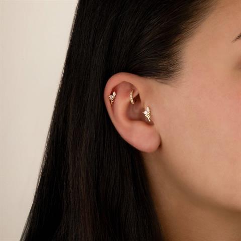 Dianora Piercing-14 Ayar Altın Markis Taşlı Peri Tragus Piercing-Tragus Piercing-4-Milagron.com
