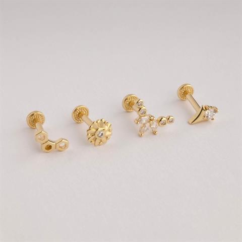 Dianora Piercing-14 Ayar Altın Markis Taşlı Tragus Piercing-Tragus Piercing-10-Milagron.com