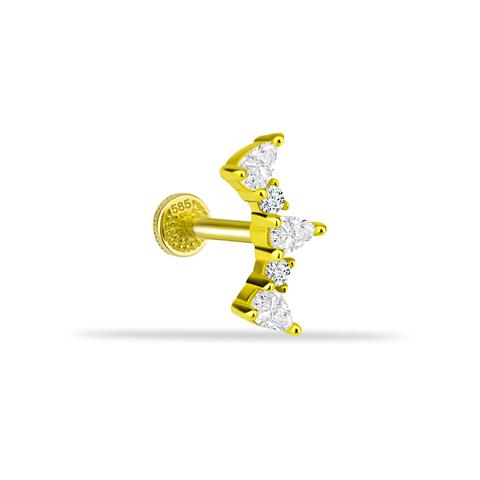 Dianora Piercing-14 Ayar Altın Markis Taşlı Tragus Piercing-Tragus Piercing-1-Milagron.com
